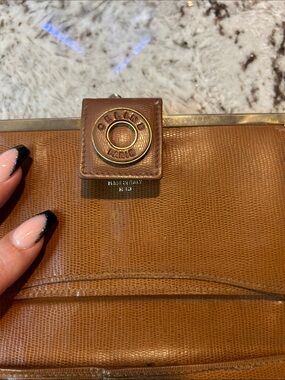Celine Brown Leather Continental Wallet with Logo Snap